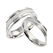 Fashion New Pearl Sand Couples Titanium Steel Ring