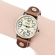 Nombre de cru des femmes Dial PU bande de montre bracelet à quartz analogique (couleurs assorties)