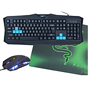 V90 Wired USB Optional Waterproof Gaming Keyboard + Mouse + Mouse Pad