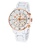 Style vestimentaire Céramique blanche de quartz de bande de montre-bracelet des hommes (couleurs assorties)