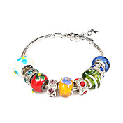 European Silicone 20cm Women's Multicolor Rhinestone&Alloy Charm Bracelet (1 Pc)