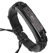 Vintage Cross 24cm Men's Black Leather Vintage Bracelet(Brown,Black)(1 Pc)  