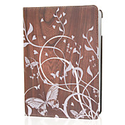 Motif en bois de grain visage en cuir PU et PC de couverture de cas de 360 ​​° de rotation complète du corps pour l'iPad Air