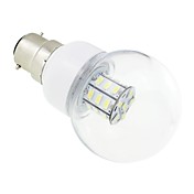 B22 4W LED 27x5730 SMD 350~400LM 5500~6000K White Light Globe Bulb with Clear Cover (AC / DC 12V ~ 24V)