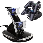 Dual USB With Blue LED Charging Dock Station Stand for PS4 Controller (Black)