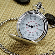 Men's Mirror Round Roman numeral Dial Vintage Quartz Analog Pocket Watch