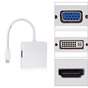 Square Mini DP Thunderbolt to DVI VGA HDMI HDTV Adapter 3 in 1 for Apple MacBook Air Pro iMac