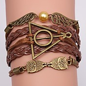 [CyberMondaySale]bracelets baoguang®leather hibou et ailes en alliage multicouche charmes bracelets faits à la main