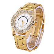 Diamant rond de Coway Hommes Cadran or en alliage de quartz de bande analogique montre-bracelet étanche