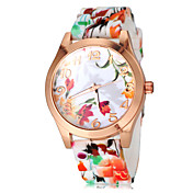 Women's Colorful Flower Pattern Silicone Band Quartz Wrist Watch