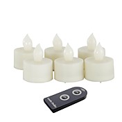 Set of 6 Ivory Color Plastic LED Tealights with Remote