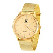 Women's Golden Case Alloy Band Quartz Analog Wrist Watch (Golden)