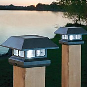 2-LED White Solar Post Cap Light Deck Fence Mount Outdoor Garden Fence Lamp