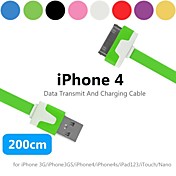 coloré 30 broches câble de données USB de nouille pour l'iphone 4 / ipad 2 / ipad 3 / ipod blanc (200cm, couleurs assorties)