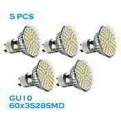 5 pcs GU10 2.5 W 60 SMD 3528 240 LM Warm White MR16 Spot Lights AC 220-240 V