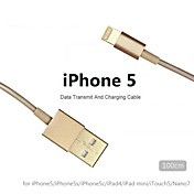 topcel ™ coloré 8 broches pour le câble de données au long de l'USB pour iPhone 6 iphone 6 plus iphone 5 / ipad mini-/ ipad 4 / ipod or (200cm)