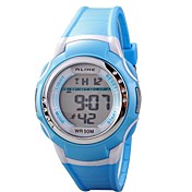 Children's Multi-Functional Round Dial LCD Digital Wrist Watch 50m Waterproof (Assorted Colors) 