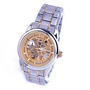 Coway Dress Women's Round Golden Dial Silver Alloy Band Automatic Self Wind Analog Waterproof Wrist Watch