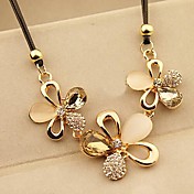 Champagne Color Rhinestone Rope Statement Flower Necklace with Diamond 