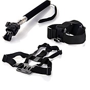 Gopro Accessories Chest Strap + Head Strap+ Handle Monopod + Tripod Adapter For GoPro Hero 1 2 3 3+Camera