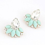 OL Ladies Temperament Sparkling Gems Foliage Earrings  