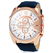 Men's Watch Military Style Rose Gold Case Leather Band 