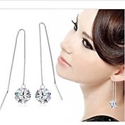 Fashion Silver Eight Heart, Eight Arrows Long Earrings Drop Earrings