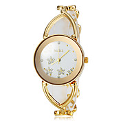 Women's Graceful Flower Pattern Dial Steel Band Bracelet Watch (Assorted Colors)