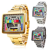 Men's Watch Dress Watch TV Pattern Square Case Steel Band