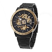 bien conçu vent auto automatique en acier de gravure creuse montre bracelet pour hommes