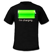 Mens Light Up T-shirt Fixed Mode Flashing LED EL Nylon fastener tape Panel Machine Washable Party Bar Raver Festival