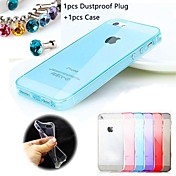 1pcs Middle Transparent Two Matte in Three Part TPU Soft Case and 1pcs Dustproof Plug for iPhone 5/5S (Assorted Colors)