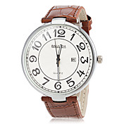 millésime grosse montre authentique bracelet à quartz de bande de cuir de cadran rond pour hommes (couleurs assorties)