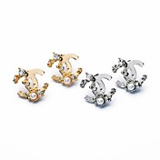 European C Type With Crystal Beads Earring  (1Pair)