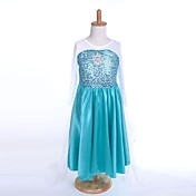 Snow Queen Elsa Blue Organza Kids Cosplay Costume