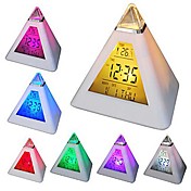 coway 7 conduit couleurs changeantes pyramide en forme numérique réveil calendrier thermomètre veilleuse