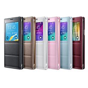 View Window Solid Color Leather Full Body Case Flip Cover for Samsung Galaxy Note 4 (Assorted Color)