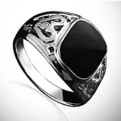 Lureme®Fashion Men's Black Stone Ring(Black)(1 Pc)