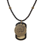 le punk (ancienne étiquette de cuivre de la tête de l'homme) tresse en cuir noir pendentif pour les hommes (1 pc)