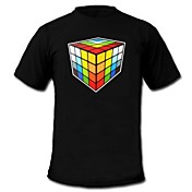 Mens Light Up T-shirt Sound and Music Activated Equalizer LED EL Velcro Panel Machine Washable Party Bar Raver Festival