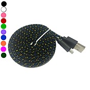 2M 6.6TF Micro USB Flat Noodle Fabric Braided Data Sync Charge Cable for Samsung Galaxy s3 s4(Assorted Color)