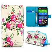 Beautiful Flowers Pattern Wallet Style Stand Cross Texture PU Leather Case for Nokia Lumia 630