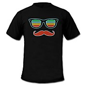 Mens Light Up T-shirt Sound and Music Activated Equalizer LED EL Velcro Panel Machine Washable Party Bar Raver Festival