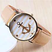 Women's Fashion Anchor Rose Gold Dial PU Band Quartz Analog Wrist Watch (Assorted Colors)