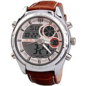 Bracelet en cuir double calendrier double fuseau horaire montre zones multifonctions poignet de 30m des hommes imperméables (couleurs assorties)