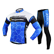 [CyberMondaySale]FJQXZ Men's 3D Slim Cut Geometry Wearable Long Sleeve Cycling Suit - Black + Blue + White