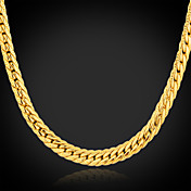 Men's 18K Real Gold Plated Figaro Chunky Necklace High Quality for Men 5MM 55CM With 18K Stamp