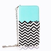 PU Leather Magnet Wallet Creadit Card Holder Flip Stand Chevron Waves Pattern Case for iPod Touch5