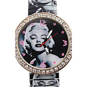 style simple motif marilyn monroe de mode de bande de montre de ressort métallique au poignet des femmes