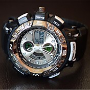 Men's Round Sports Watch LED Display Japanese Quartz Watch PU Strap Dual Display  WRIST WATCH Assorted Colors